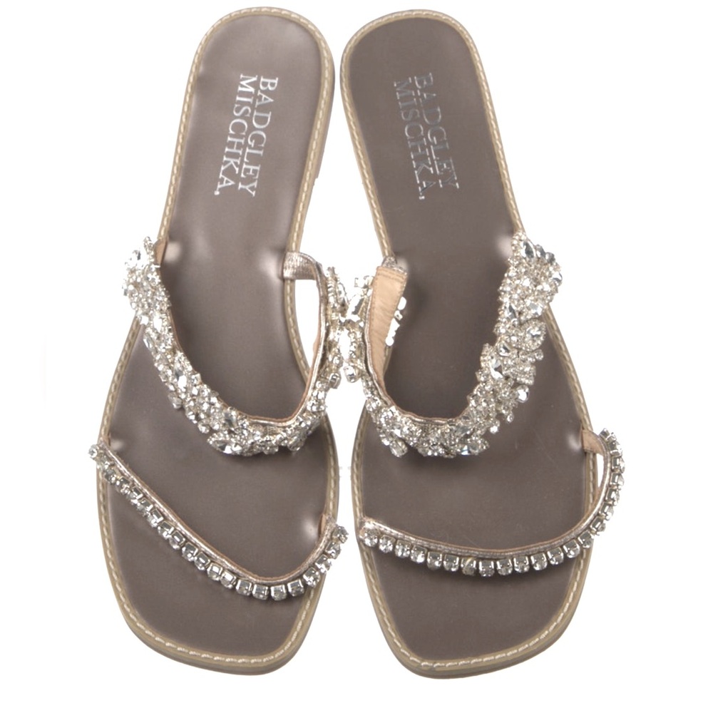 Badgley Mischka Silver Crystal Sandals - Picture 2 of 5